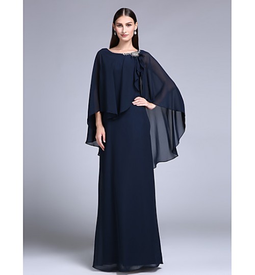 TS Couture? Formal Evening / Military Ball Dress - Plus Size / Petite Sheath / Column Scoop Floor-length Chiffon with Beading  