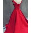 Formal Evening Dress A-line Off-the-shoulder Floor-length Satin with Bow(s)  