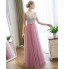 Cocktail Party / Formal Evening Dress Sheath / Column Scoop Floor-length Satin / Tulle with Sequins  