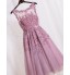 Cocktail Party Dress Ball Gown Jewel Tea-length Lace / Tulle with Beading / Lace  