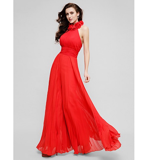 TS Couture? Prom / Formal Evening / Family Gathering Dress - Open Back Plus Size / Petite High Neck Floor-length Chiffon with Draping   