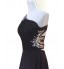 Formal Evening Dress Sheath / Column One Shoulder Sweep / Brush Train Chiffon with Beading / Side Draping  