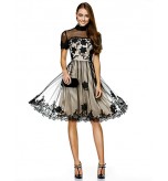 TS Couture? Cocktail Party / Company Party Dress A-line High Neck Knee-length Tulle with Appliques / Lace  