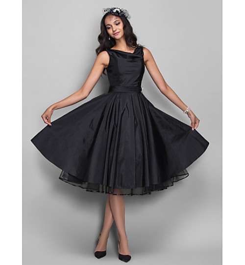 TS Couture? Cocktail Party / Homecoming / Company Party Dress - 1950s / Vintage Inspired Plus Size / Petite A-line Cowl Knee-length Taffeta  