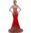 Formal Evening Dress Trumpet / Mermaid Scoop Sweep / Brush Train Spandex with Crystal Detailing  