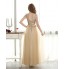 Formal Evening Dress A-line Bateau Floor-length Tulle with Appliques / Beading / Sash / Ribbon  