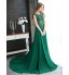 Formal Evening Dress A-line Scoop Court Train Chiffon with Appliques / Beading  