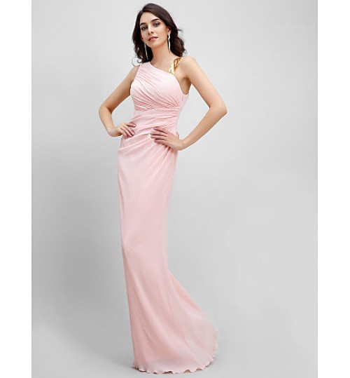 TS Couture? Formal Evening Dress Sheath / Column Straps Floor-length Chiffon with Side Draping  