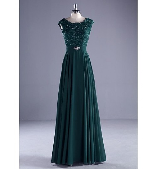 TS Couture? Formal Evening Dress Ball Gown Scoop Floor-length Chiffon / Lace / Charmeuse with Beading / Lace / Pearl Detailing / Ruffles / Sash   