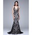 TS Couture? Formal Evening Dress Trumpet / Mermaid V-neck Court Train Lace with Flower(s) / Sequins  