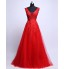 Cocktail Party / Formal Evening Dress A-line V-neck Sweep / Brush Train Tulle with Beading / Lace / Sequins  