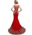 Formal Evening Dress Trumpet / Mermaid Scoop Sweep / Brush Train Spandex with Crystal Detailing  