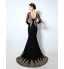 Formal Evening Dress Trumpet / Mermaid Off-the-shoulder Sweep / Brush Train Chiffon with Appliques  