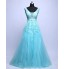 Cocktail Party / Formal Evening Dress A-line V-neck Sweep / Brush Train Tulle with Beading / Lace / Sequins  