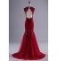 TS Couture? Formal Evening Dress Trumpet / Mermaid V-neck Sweep / Brush Train Lace / Tulle with Appliques / Beading / Lace / Sequins  