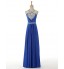 Formal Evening Dress A-line Halter Floor-length Satin with Beading  