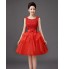 Cocktail Party Dress A-line Scoop Knee-length Tulle / Sequined with Bow(s) / Sequins  