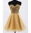 Cocktail Party Dress - Gold Plus Sizes / Petite A-line Sweetheart Knee-length  