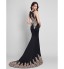 Formal Evening Dress Trumpet / Mermaid Scoop Sweep / Brush Train Spandex with Crystal Detailing  