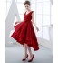 Cocktail Party Dress Ball Gown V-neck Asymmetrical Lace / Satin with Bow(s) / Lace / Sash / Ribbon  