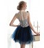 Cocktail Party Dress A-line High Neck Short / Mini Lace / Tulle with Beading / Flower(s) / Sequins  