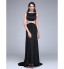 TS Couture? Formal Evening Dress Sheath / Column Bateau Sweep / Brush Train Stretch Satin with Split Front  