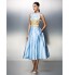 TS Couture? Family Gathering / Company Party Dress - 1950s Plus Size / Petite Ball Gown Bateau Tea-length Satin with Appliques / Beading  