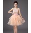 Cocktail Party Dress A-line Scoop Knee-length Tulle / Sequined with Bow(s) / Sequins  