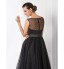 TS Couture? Formal Evening Dress - See Through / 1950s Plus Size / Petite A-line / Princess Bateau Tea-length Tulle with Sash / Ribbon  