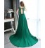 Formal Evening Dress A-line Scoop Court Train Chiffon with Appliques / Beading  