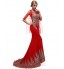 Formal Evening Dress Trumpet / Mermaid Scoop Sweep / Brush Train Spandex with Crystal Detailing  