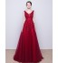 Cocktail Party / Formal Evening Dress A-line V-neck Sweep / Brush Train Tulle with Beading / Lace / Sequins  