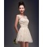 Cocktail Party Dress Princess Scoop Short / Mini Satin / Tulle with Appliques / Lace  