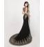 Formal Evening Dress Trumpet / Mermaid Scoop Sweep / Brush Train Spandex with Crystal Detailing  