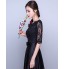 Formal Evening Dress A-line Jewel Tea-length Lace / Satin with Sash / Ribbon  