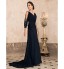 TS Couture? Formal Evening / Military Ball Dress Plus Size / Petite A-line / Princess V-neck Sweep / Brush Train Chiffon with Beading / Crystal  