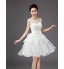 Cocktail Party Dress A-line Scoop Knee-length Tulle / Sequined with Bow(s) / Sequins  