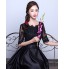 Formal Evening Dress A-line Jewel Tea-length Lace / Satin with Sash / Ribbon  