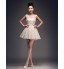 Cocktail Party Dress Princess Scoop Short / Mini Satin / Tulle with Appliques / Lace  