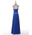 Formal Evening Dress A-line Halter Floor-length Satin with Beading  