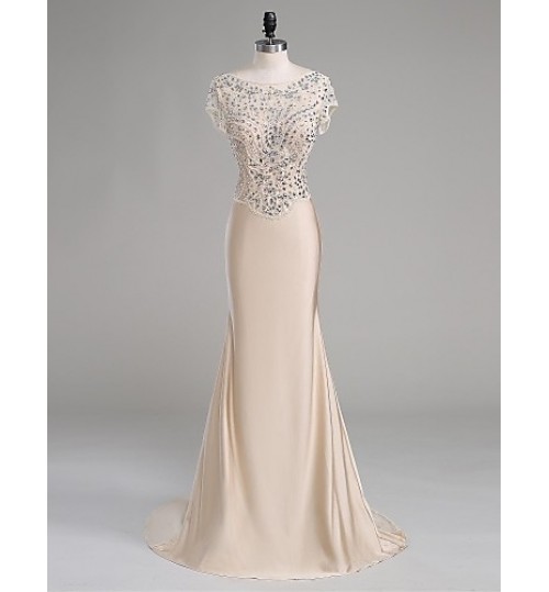 TS Couture? Formal Evening Dress Trumpet / Mermaid Scoop Court Train Polyester with Beading  