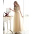 Formal Evening Dress A-line Bateau Floor-length Tulle with Appliques / Beading / Sash / Ribbon  