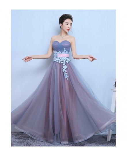 Prom / Formal Evening Dress A-Line Sweetheart Floor-Length Tulle With Appliques